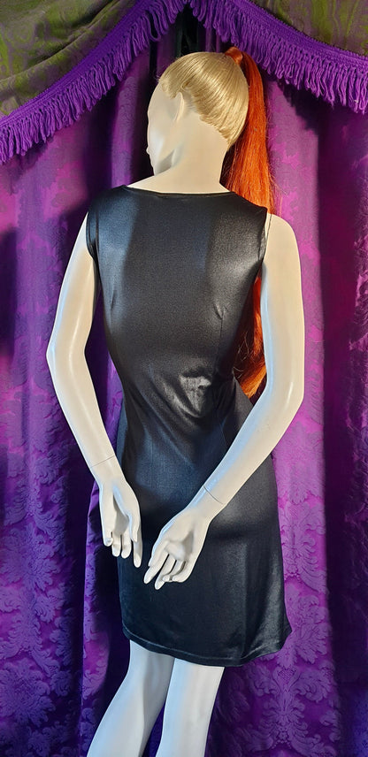 Black Wet Look Keyhole Body Con Y2K Dress