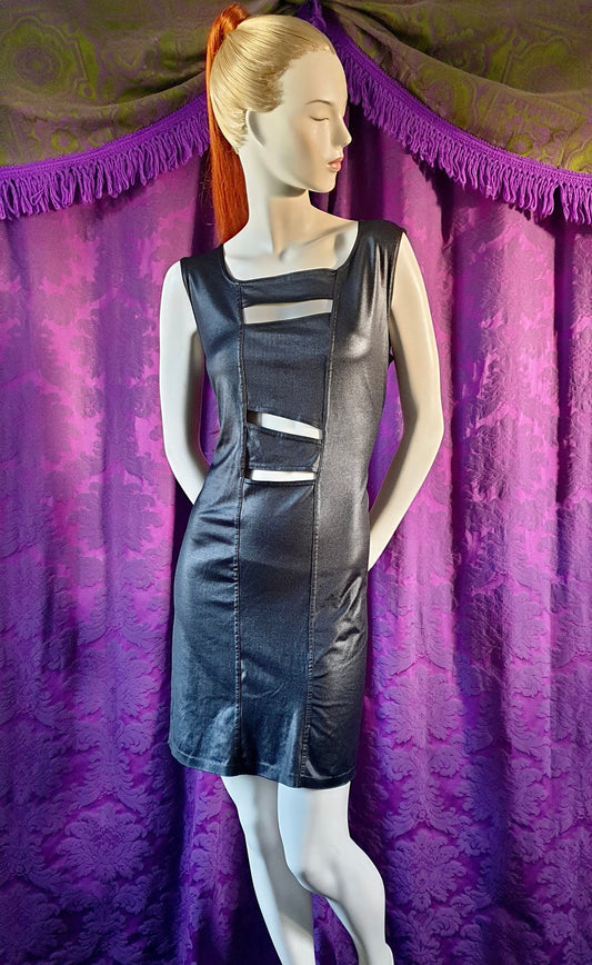 Black Wet Look Keyhole Body Con Y2K Dress