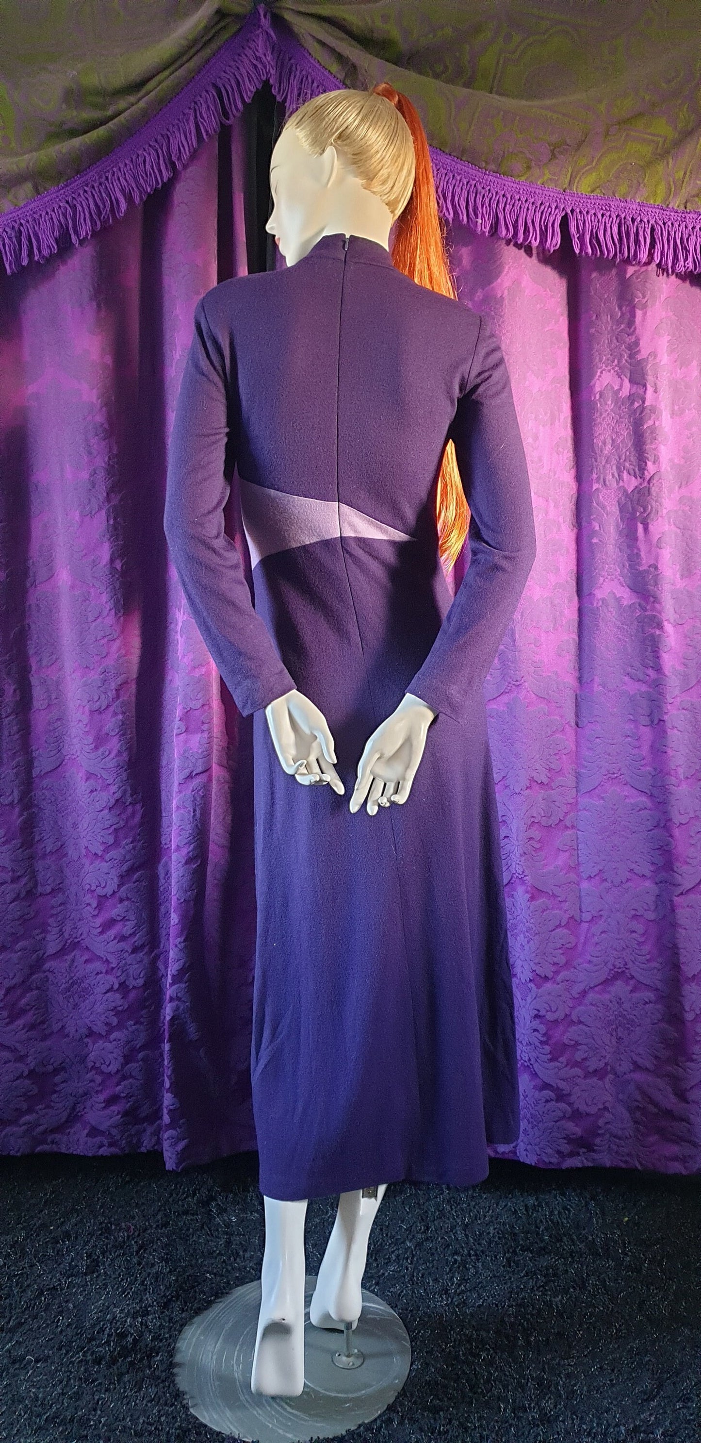 Vintage 1990s Violet Wool Abstract Maxi Dress DW3