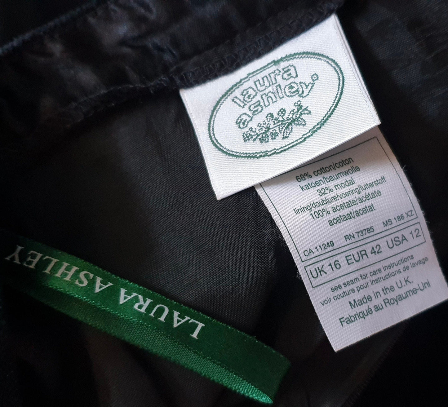 Vintage Laura Ashley Black Velvet Midi Skirt