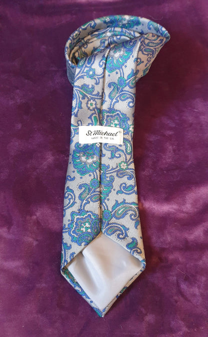 Vintage St Michael Marks and Spencer Paisley Damask Tie