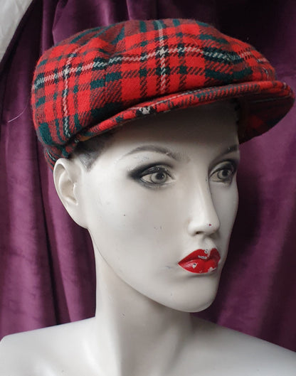 Vintage Wool Tartan Newsboy Cap by JS Wilson