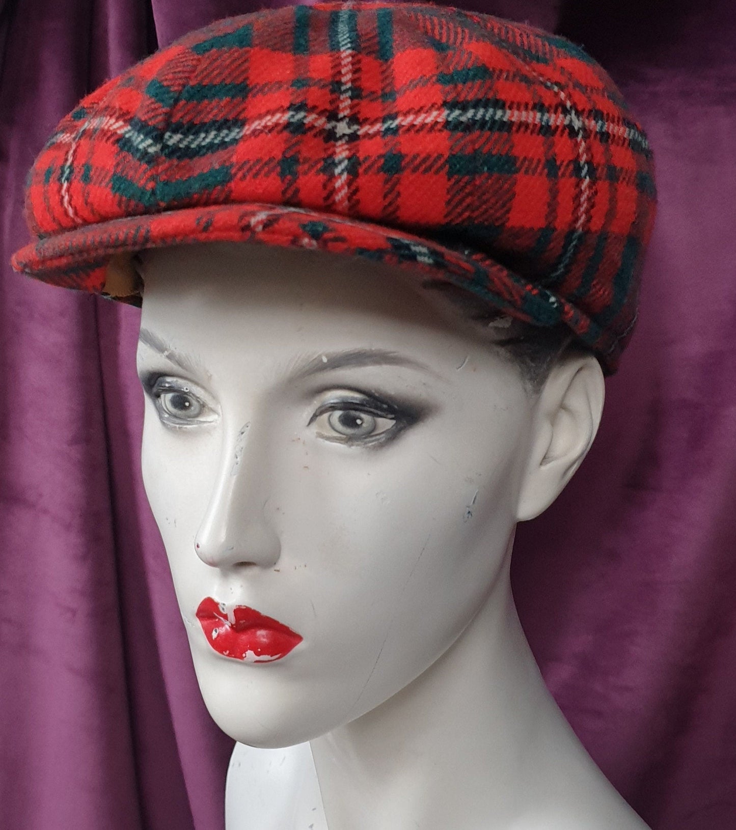 Vintage Wool Tartan Newsboy Cap by JS Wilson