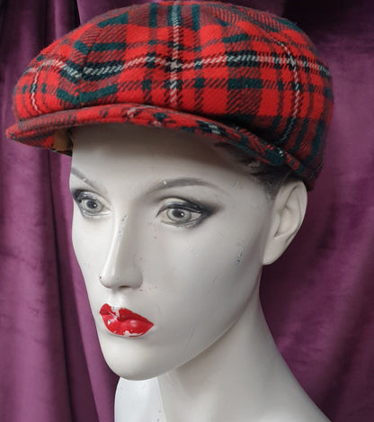 Vintage Wool Tartan Newsboy Cap by JS Wilson