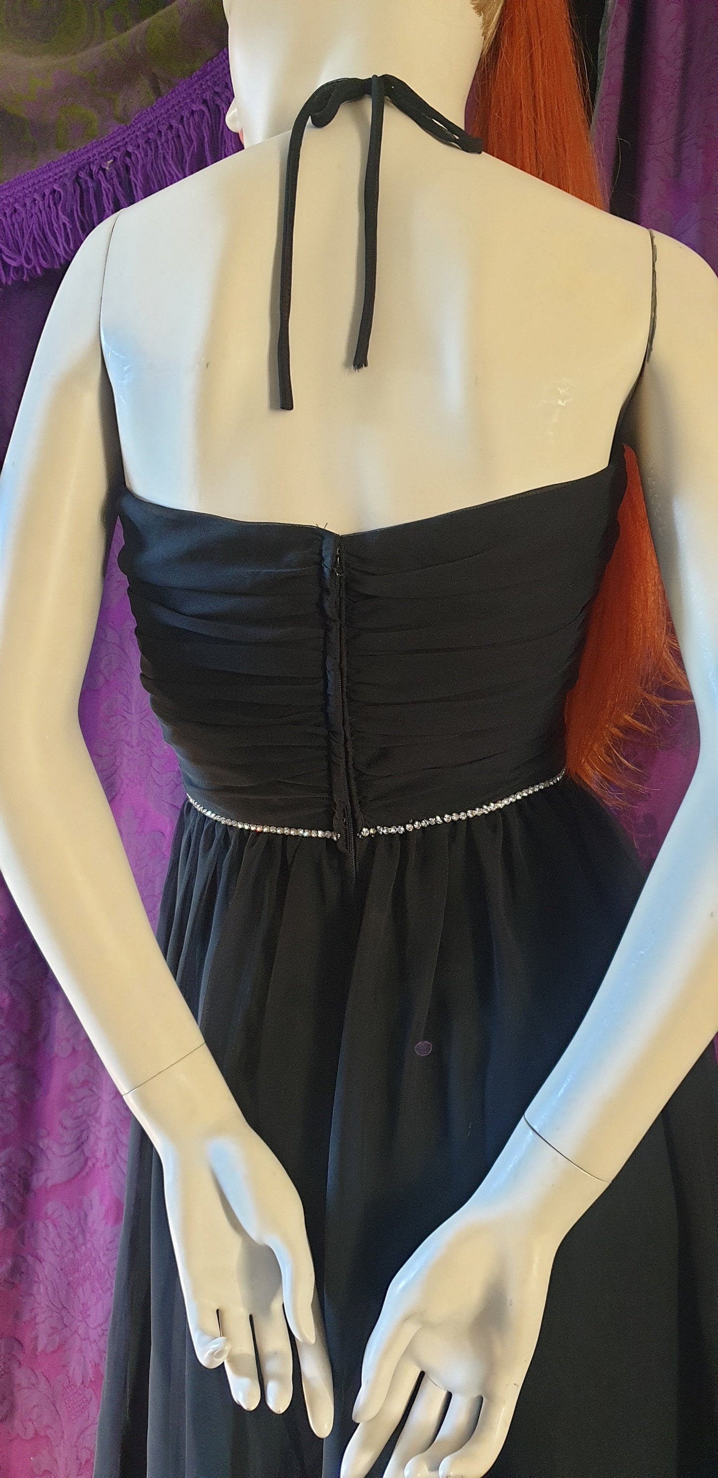 Vintage 1970s Halter and Diamante Disco Dress by Peter Ellis