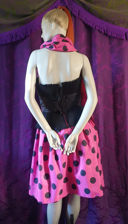 Vintage 1980s Hot Pink Polka Dot Ballgown by Trina Lewis and Marjon Couture