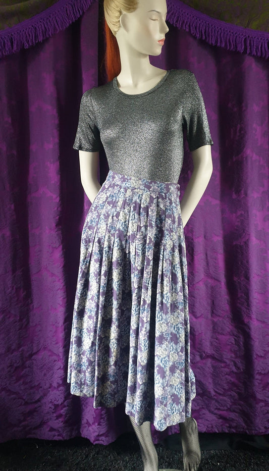 Vintage 1980s Laura Ashley Floral Pleated Skirt
