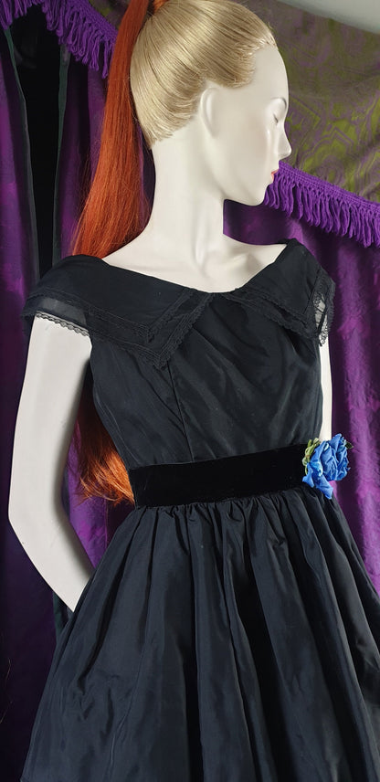 Vintage 1950s John Selby Tiered Ruffled Gothic Prom Dress