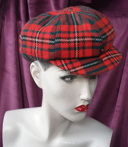 Vintage Wool Tartan Newsboy Cap by JS Wilson