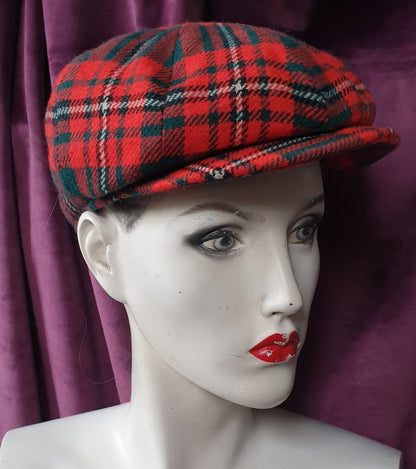 Vintage Wool Tartan Newsboy Cap by JS Wilson
