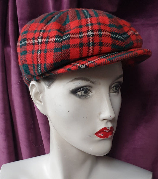 Vintage Wool Tartan Newsboy Cap by JS Wilson