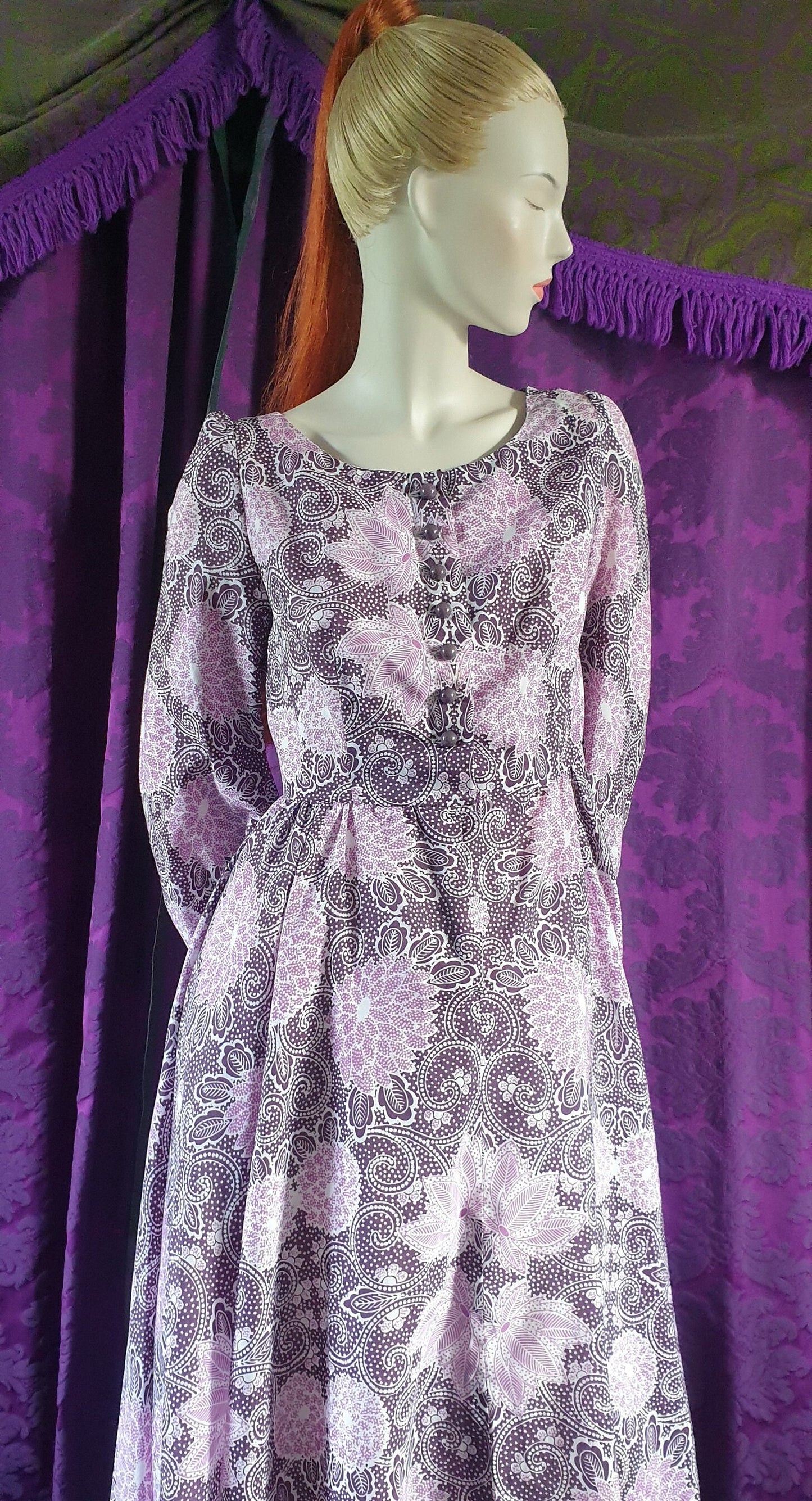 Vintage 1970s Purple Cottage Fairy Gown