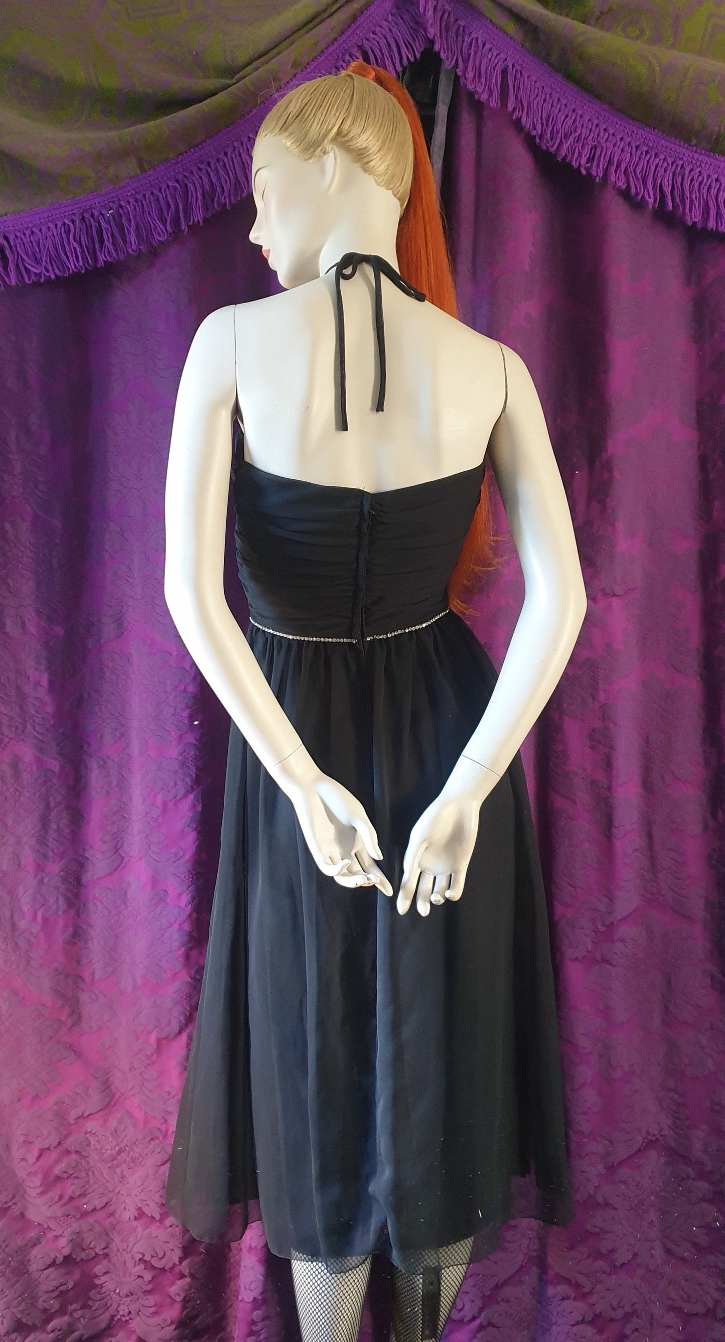 Vintage 1970s Halter and Diamante Disco Dress by Peter Ellis
