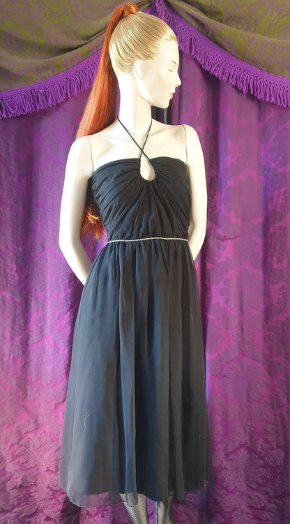 Vintage 1970s Halter and Diamante Disco Dress by Peter Ellis