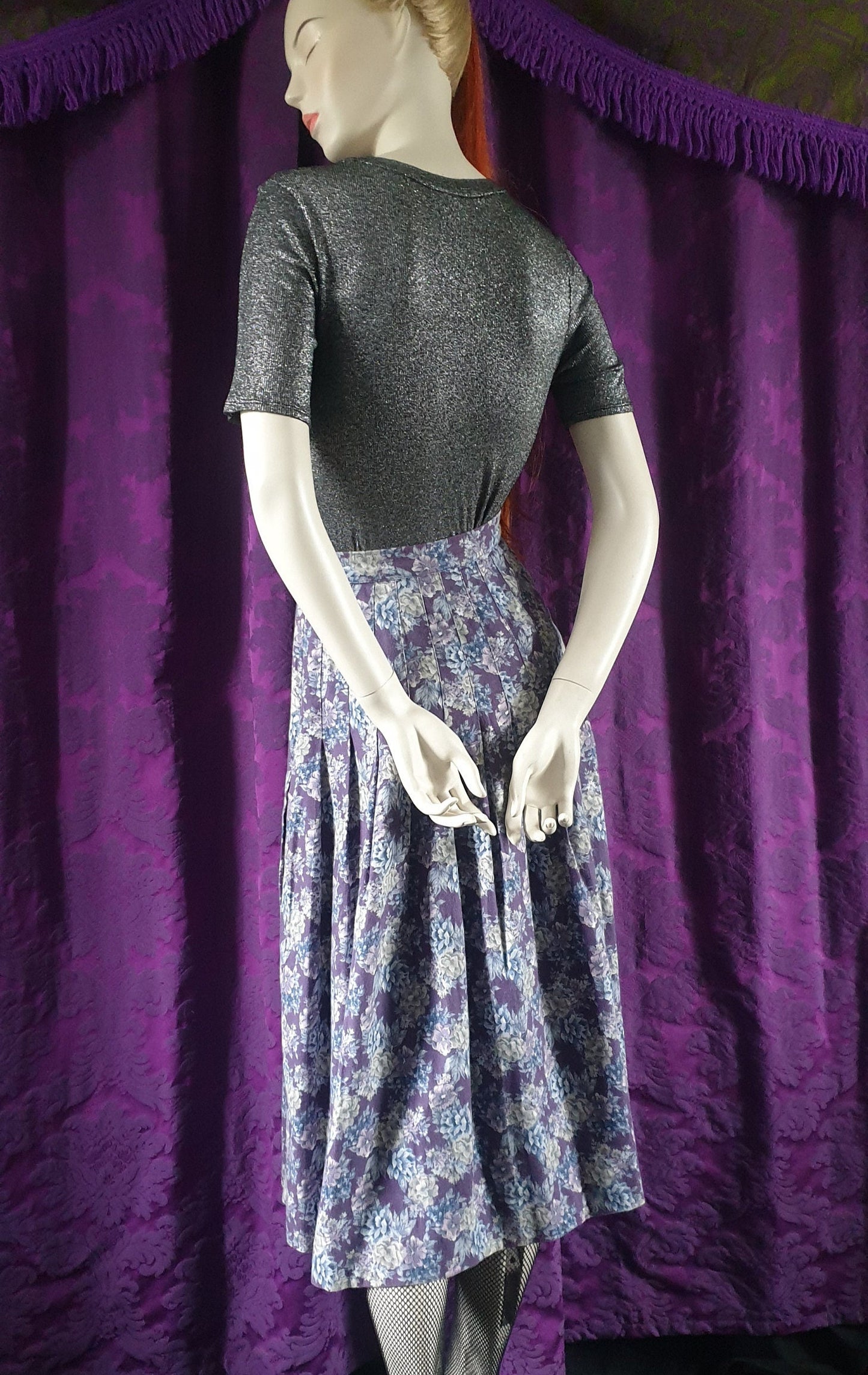 Vintage 1980s Laura Ashley Floral Pleated Skirt