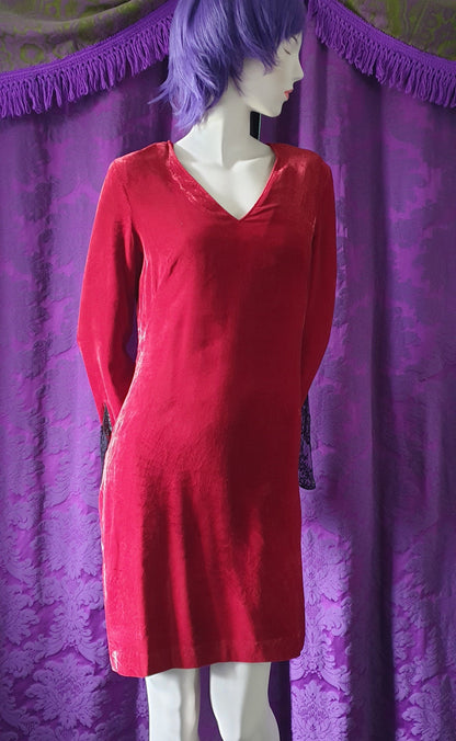Vintage 1990s Red Crushed Velvet Minidress