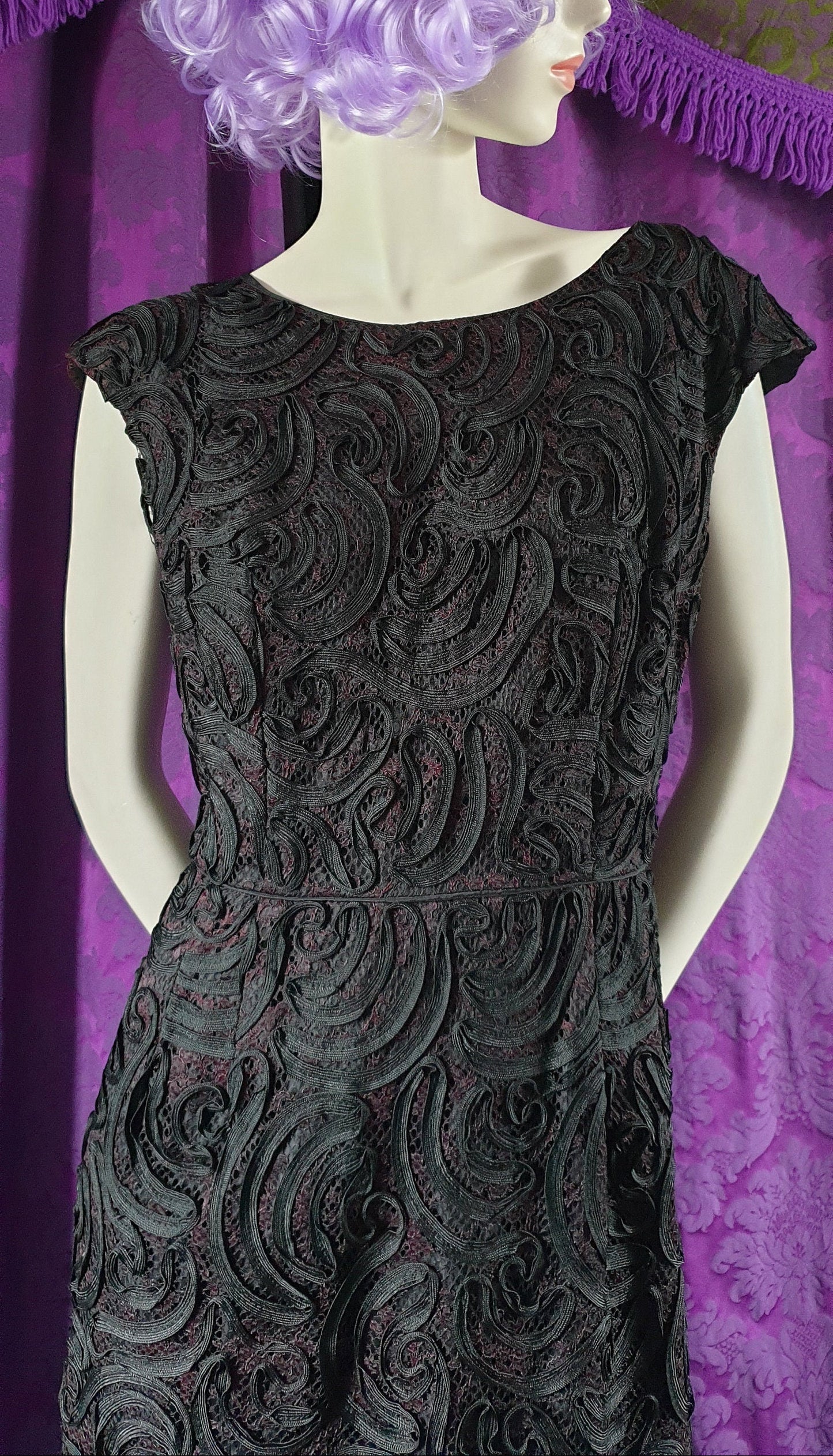 Vintage Midcentury Black Lace Dress