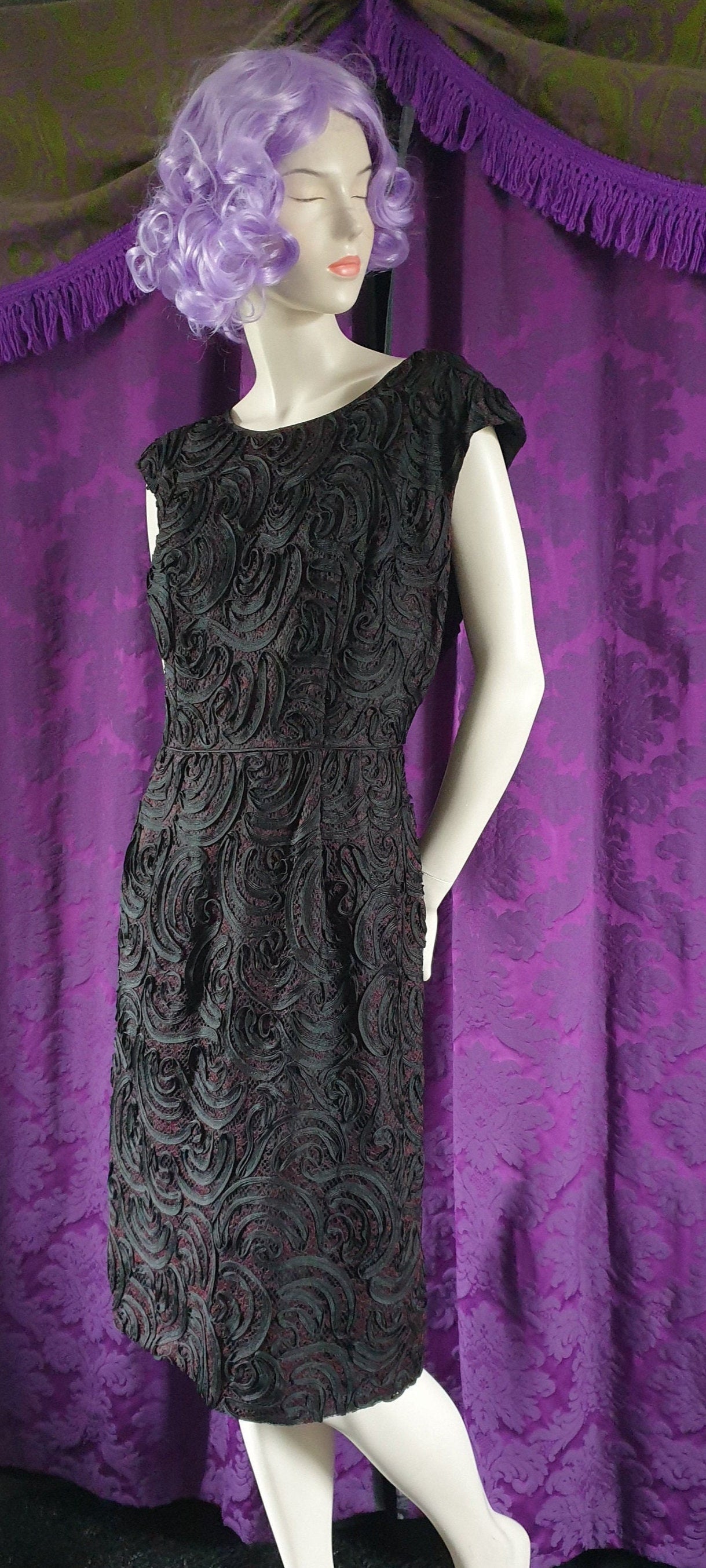 Vintage Midcentury Black Lace Dress