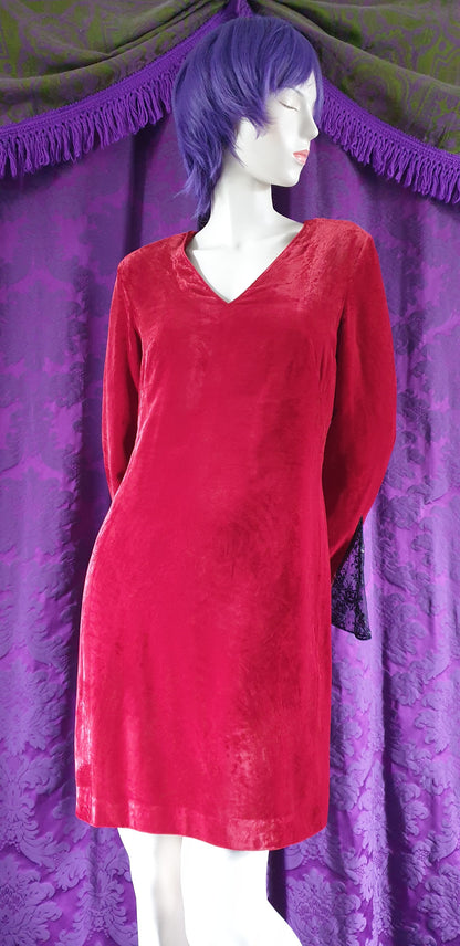 Vintage 1990s Red Crushed Velvet Minidress