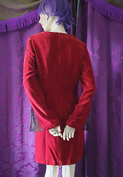 Vintage 1990s Red Crushed Velvet Minidress