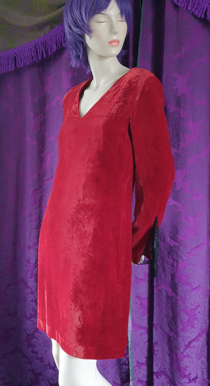 Vintage 1990s Red Crushed Velvet Minidress