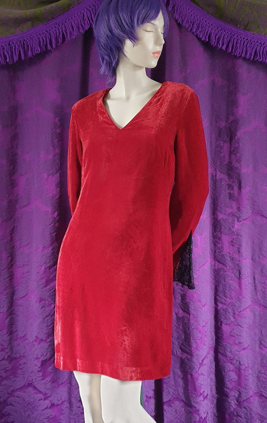 Vintage 1990s Red Crushed Velvet Minidress