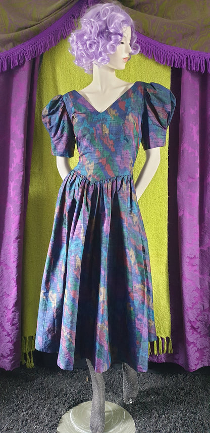 Vintage 1990s Monsoon Twilight Silk Dupion Ikat Ballgown