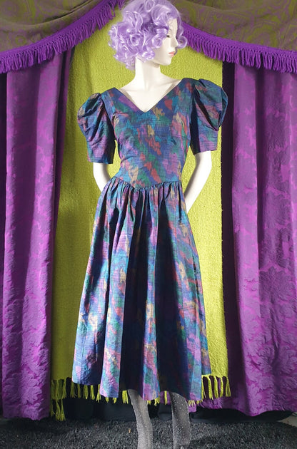 Vintage 1990s Monsoon Twilight Silk Dupion Ikat Ballgown