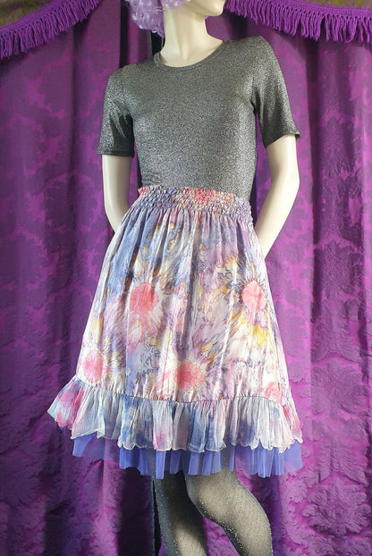 Silk Tie Dye Layered Fairy Festival Skirt