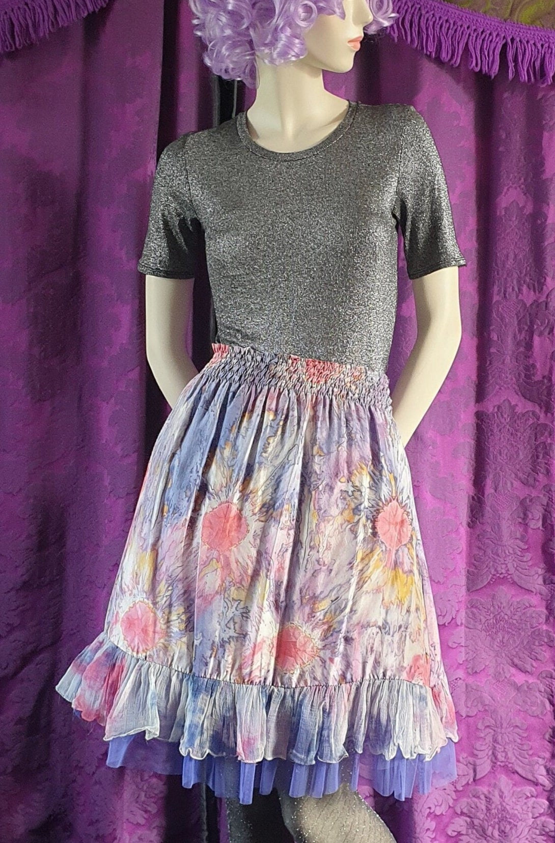 Silk Tie Dye Layered Fairy Festival Skirt