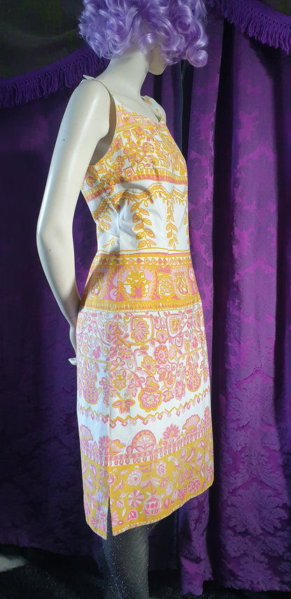 Vintage 1960s Cotton Summer Shift Dress by Josselyne Paris