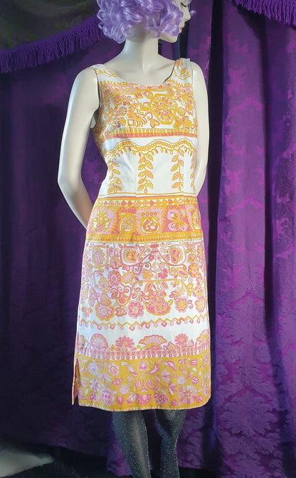 Vintage 1960s Cotton Summer Shift Dress by Josselyne Paris