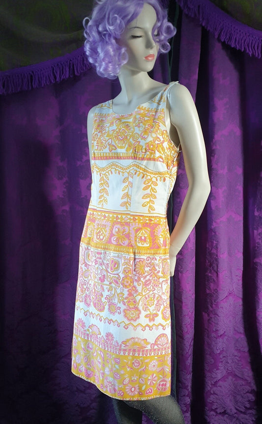 Vintage 1960s Cotton Summer Shift Dress by Josselyne Paris