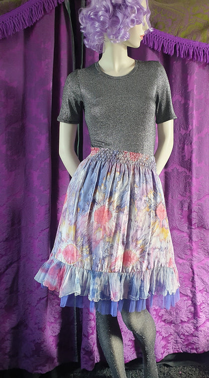 Silk Tie Dye Layered Fairy Festival Skirt