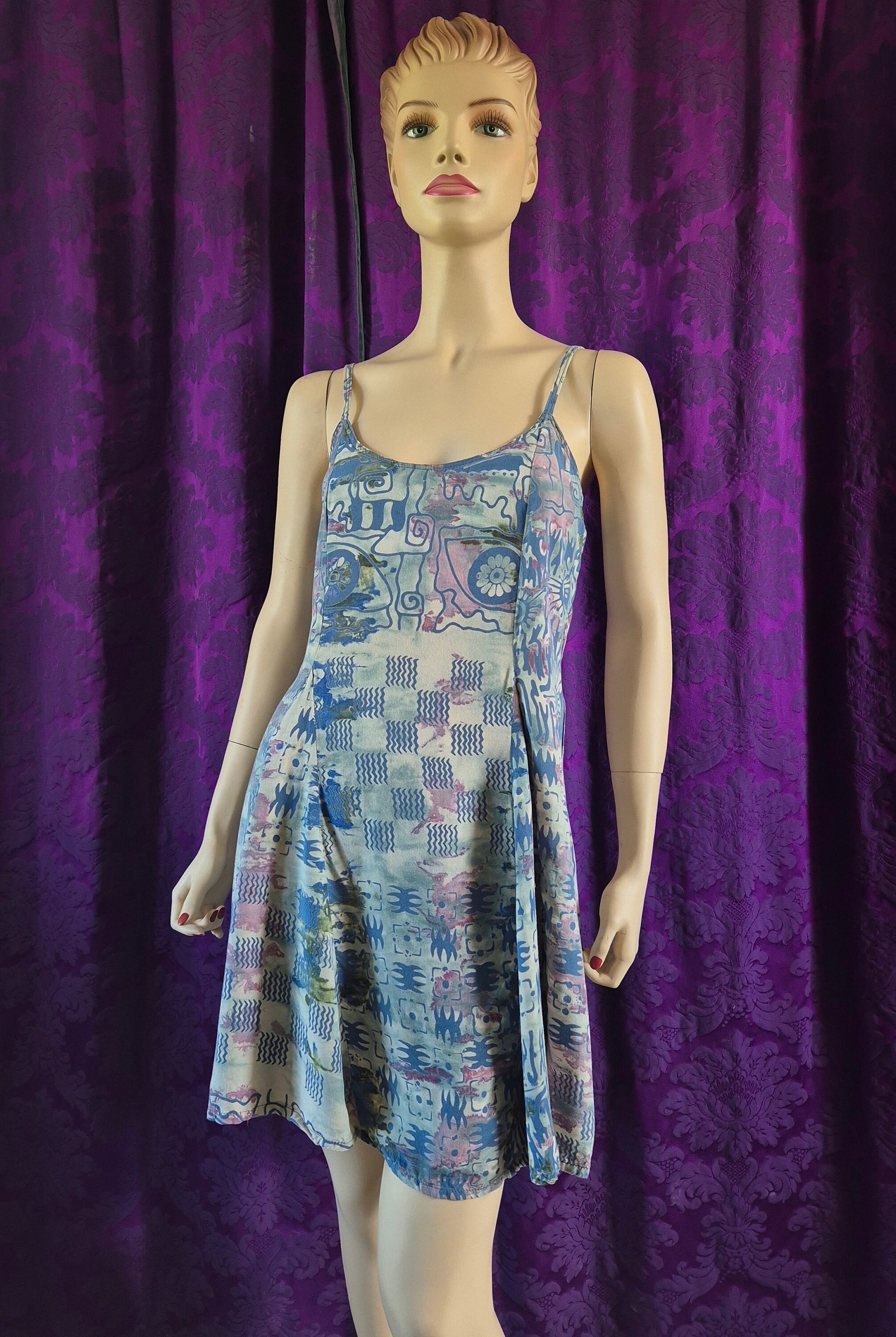 Vintage 90s Batik Print Summer Minidress