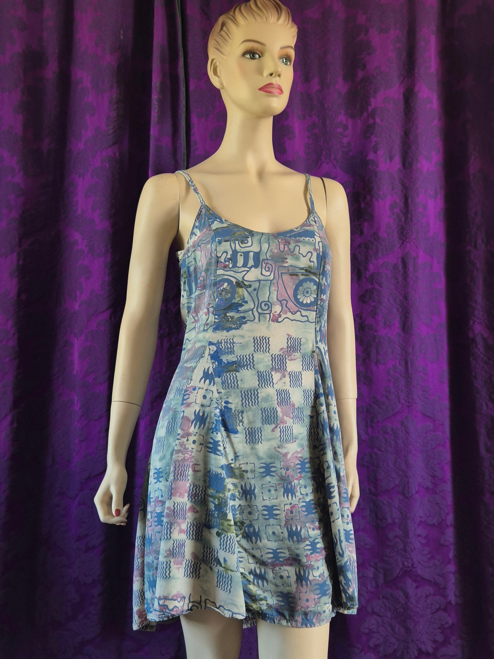 Vintage 90s Batik Print Summer Minidress
