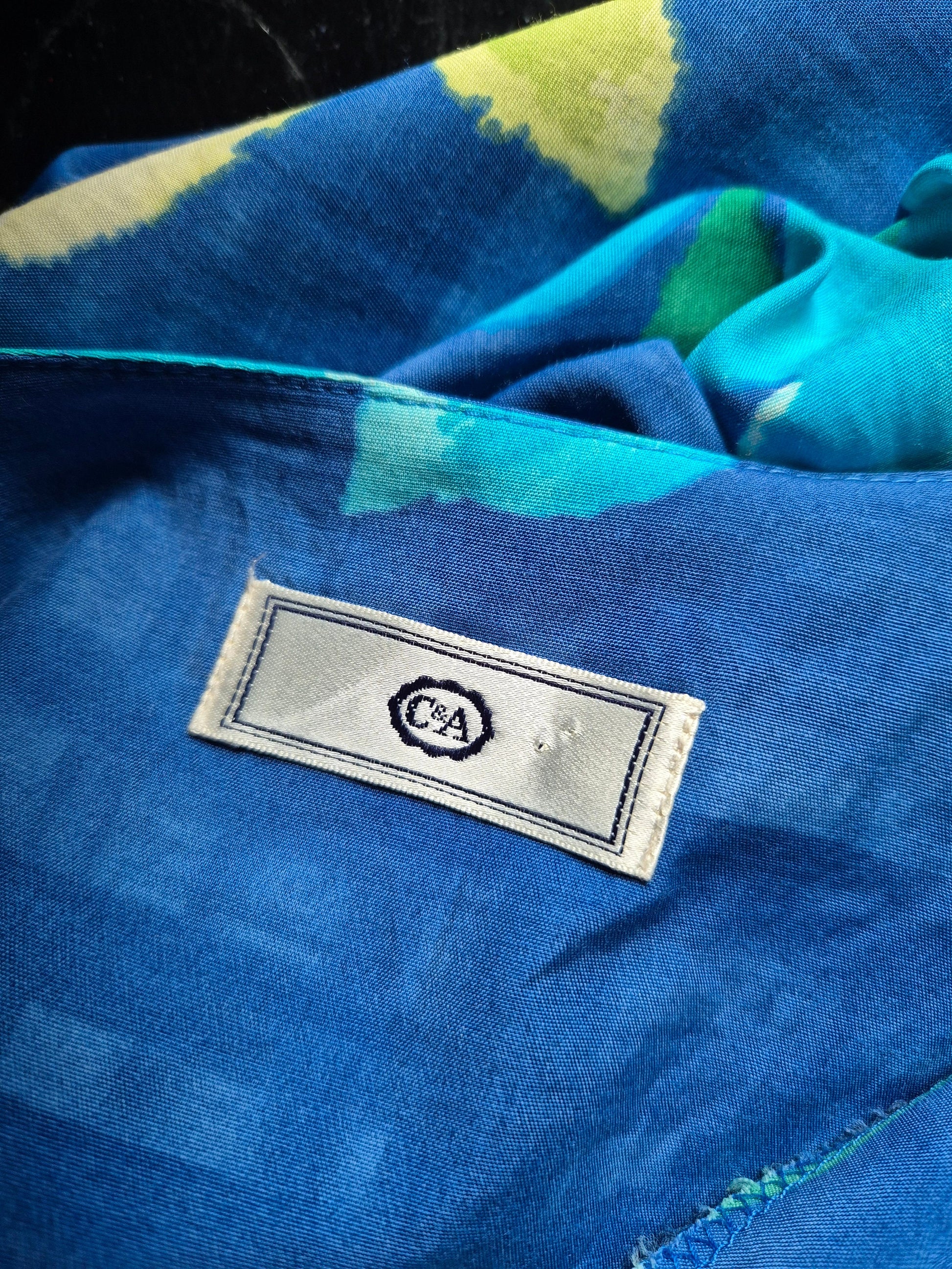 Vintage 90s Blue Daisies Rayon Midi Dress by C&A