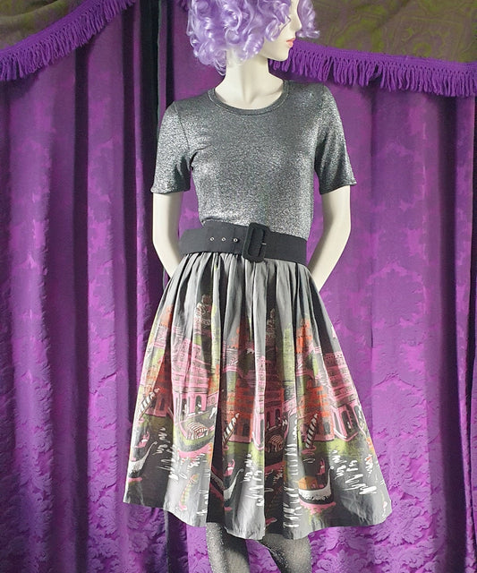 Vintage 1950s Venice Novelty Print Skirt