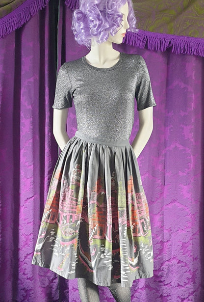 Vintage 1950s Venice Novelty Print Skirt