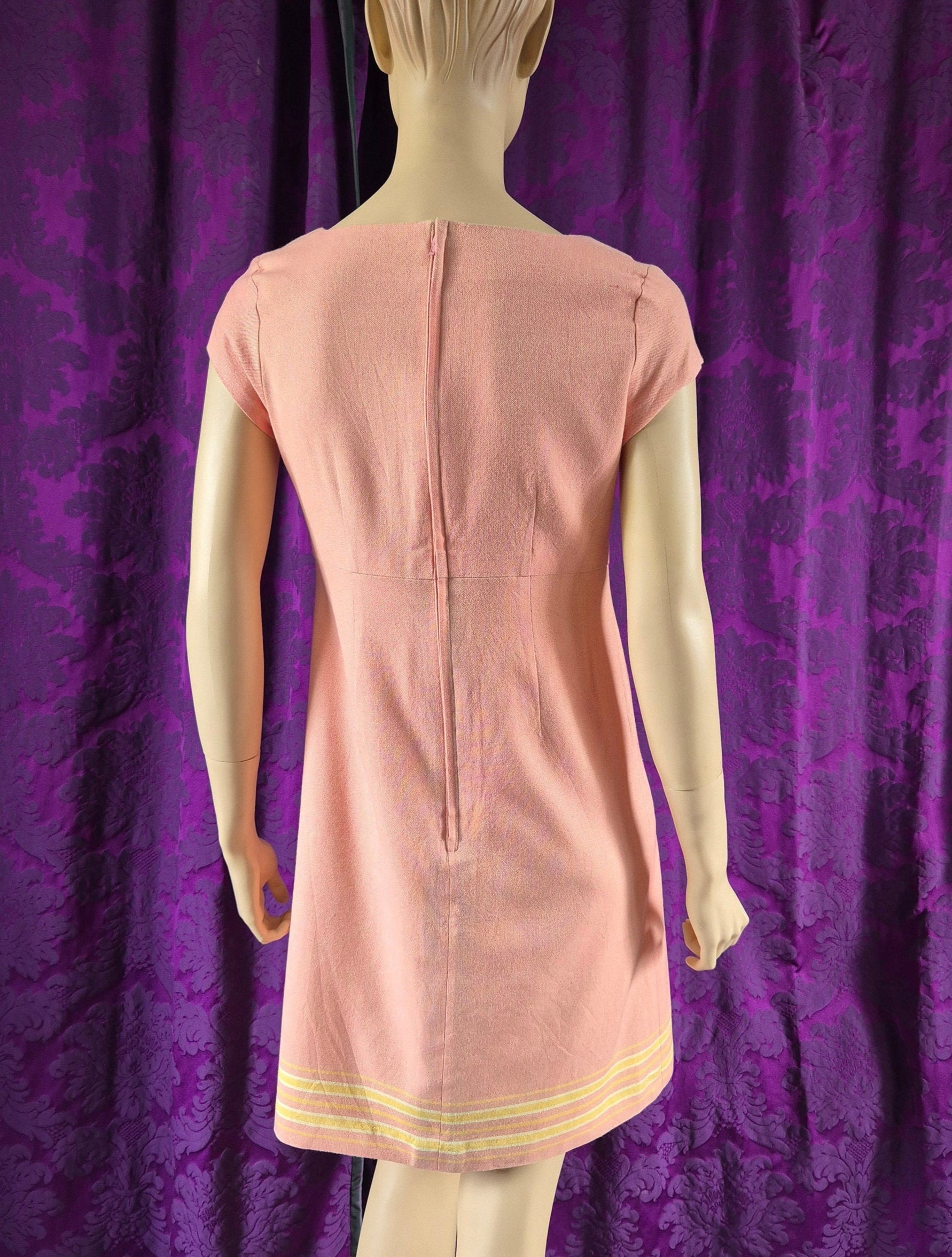 Vintage Mod Peach Sherbert Chambray Minidress
