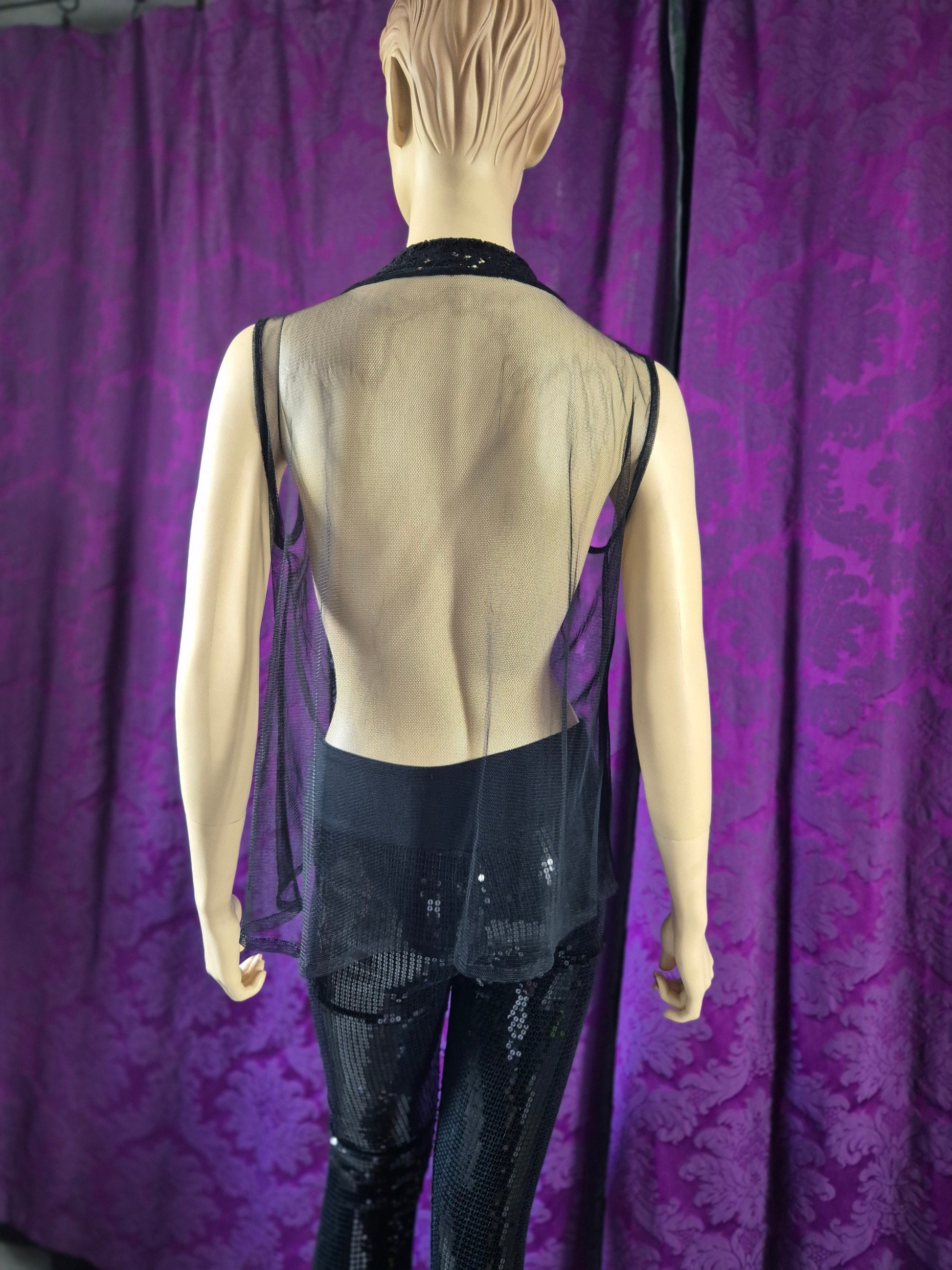 Vintage Chiffon and Lace Pleated Bow Lingerie Top