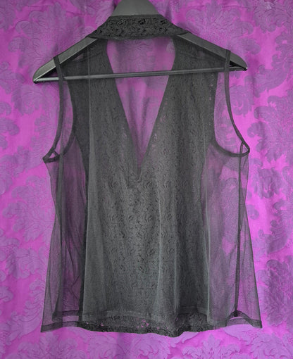 Vintage Chiffon and Lace Pleated Bow Lingerie Top