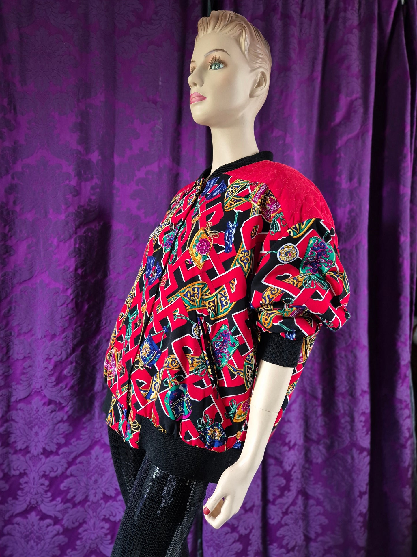 Vintage Crazy Baroque Print Bomber Jacket - Abfab Style