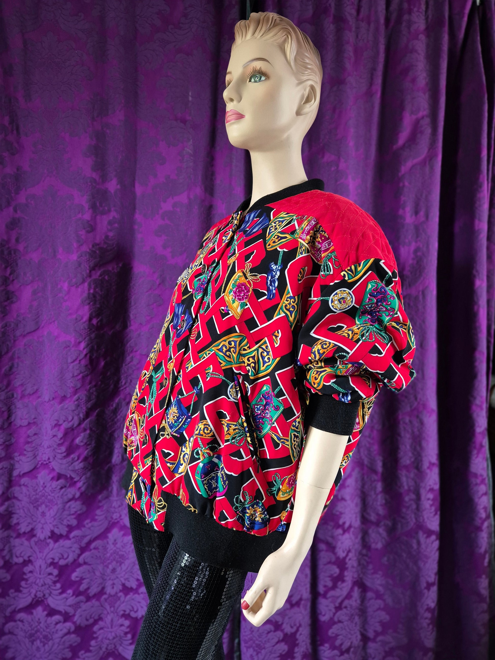 Vintage Crazy Baroque Print Bomber Jacket - Abfab Style
