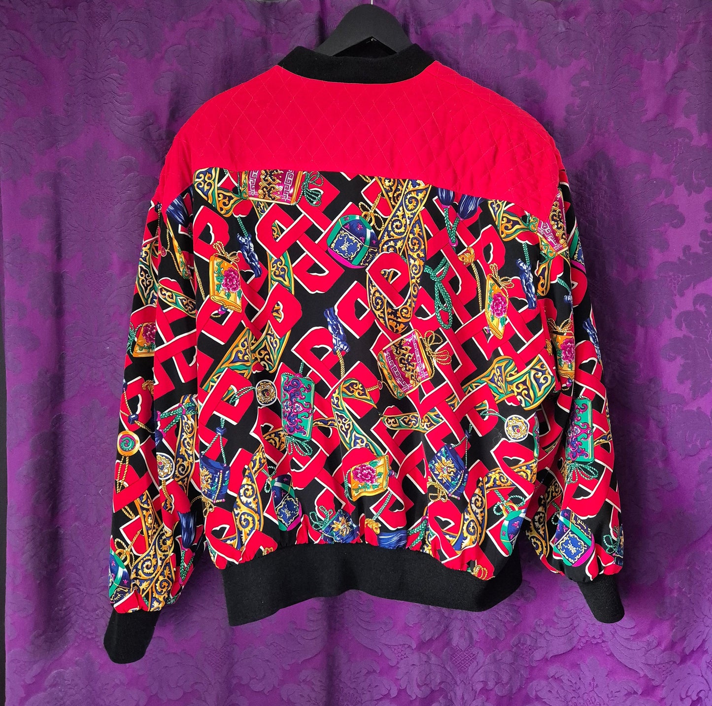 Vintage Crazy Baroque Print Bomber Jacket - Abfab Style