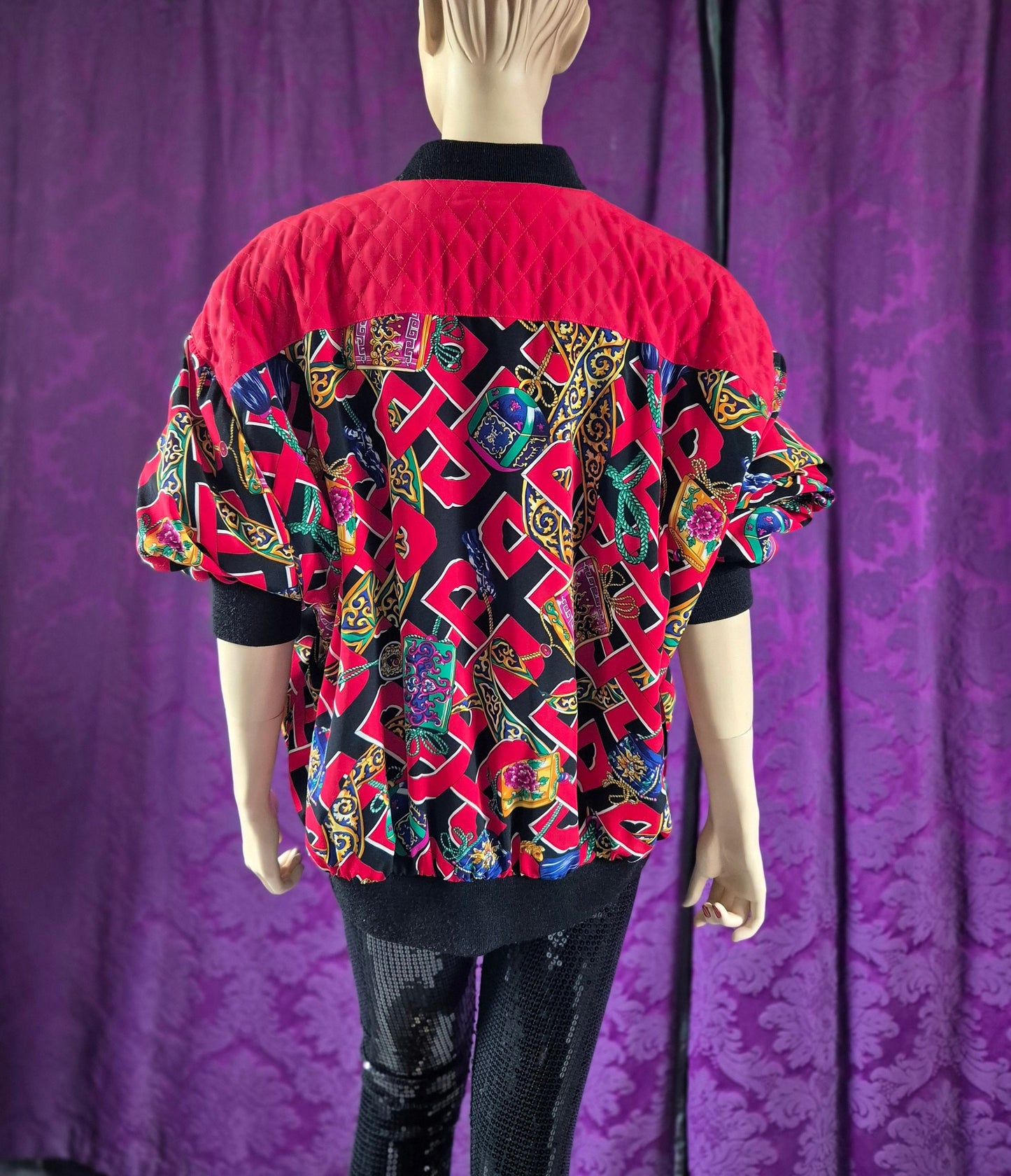 Vintage Crazy Baroque Print Bomber Jacket - Abfab Style