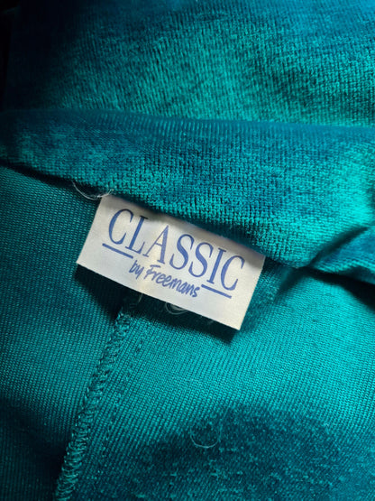 Vintage Peacock Blue Velvet One Shoulder Body-Con Dress