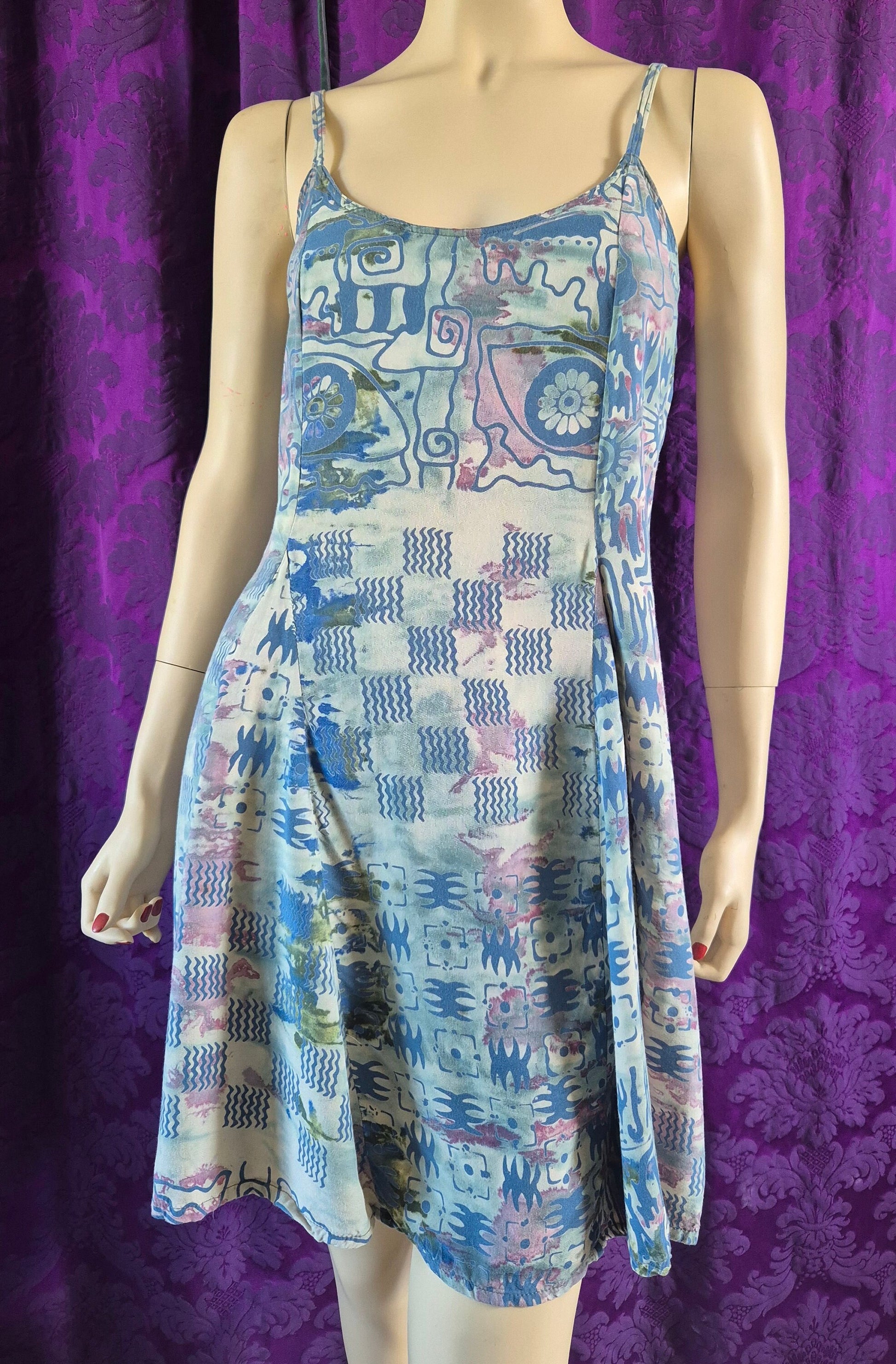 Vintage 90s Batik Print Summer Minidress