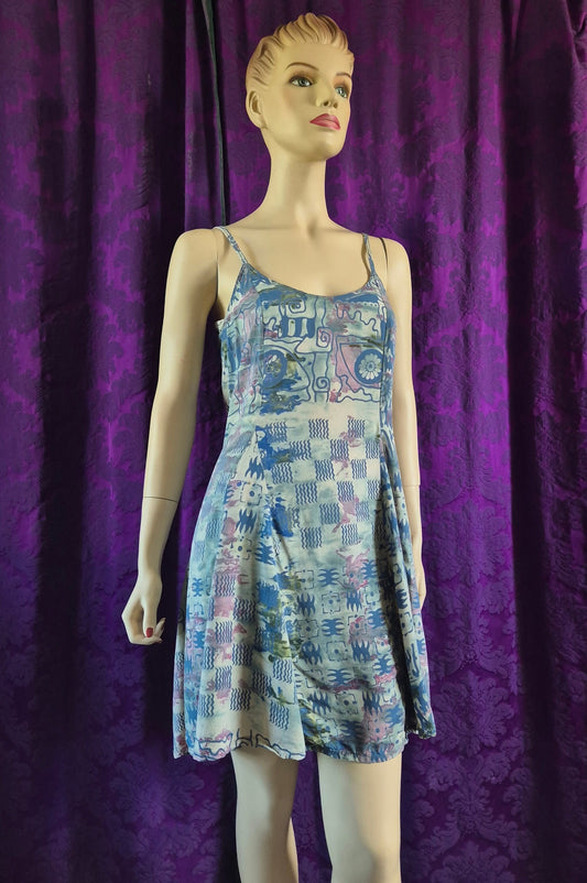 Vintage 90s Batik Print Summer Minidress