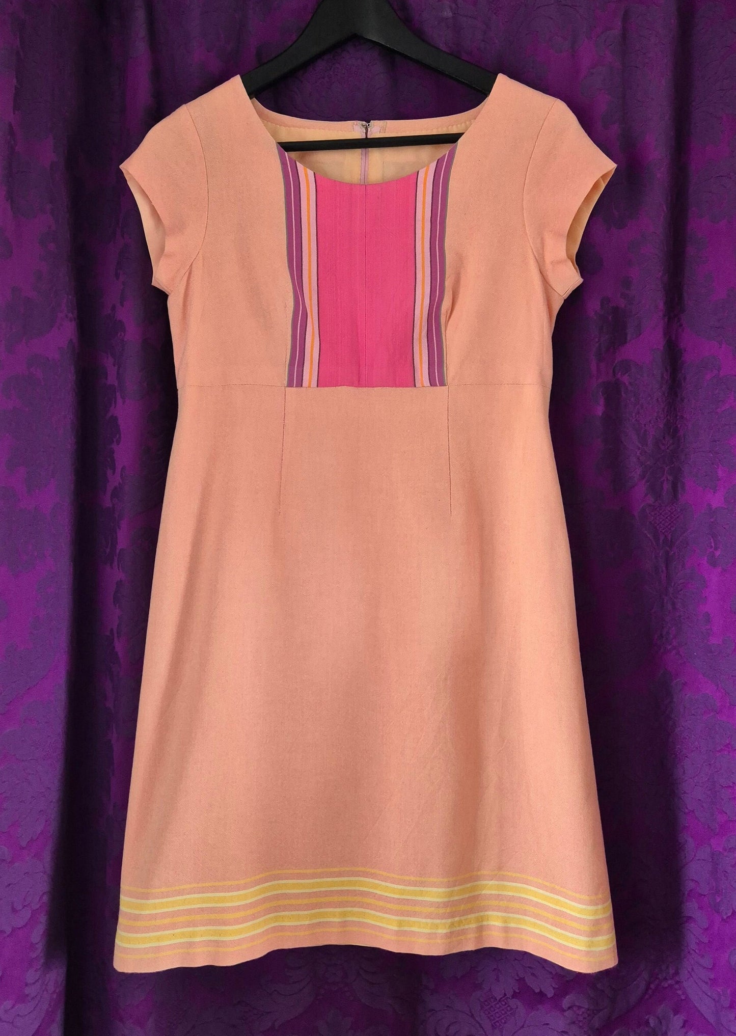 Vintage Mod Peach Sherbert Chambray Minidress